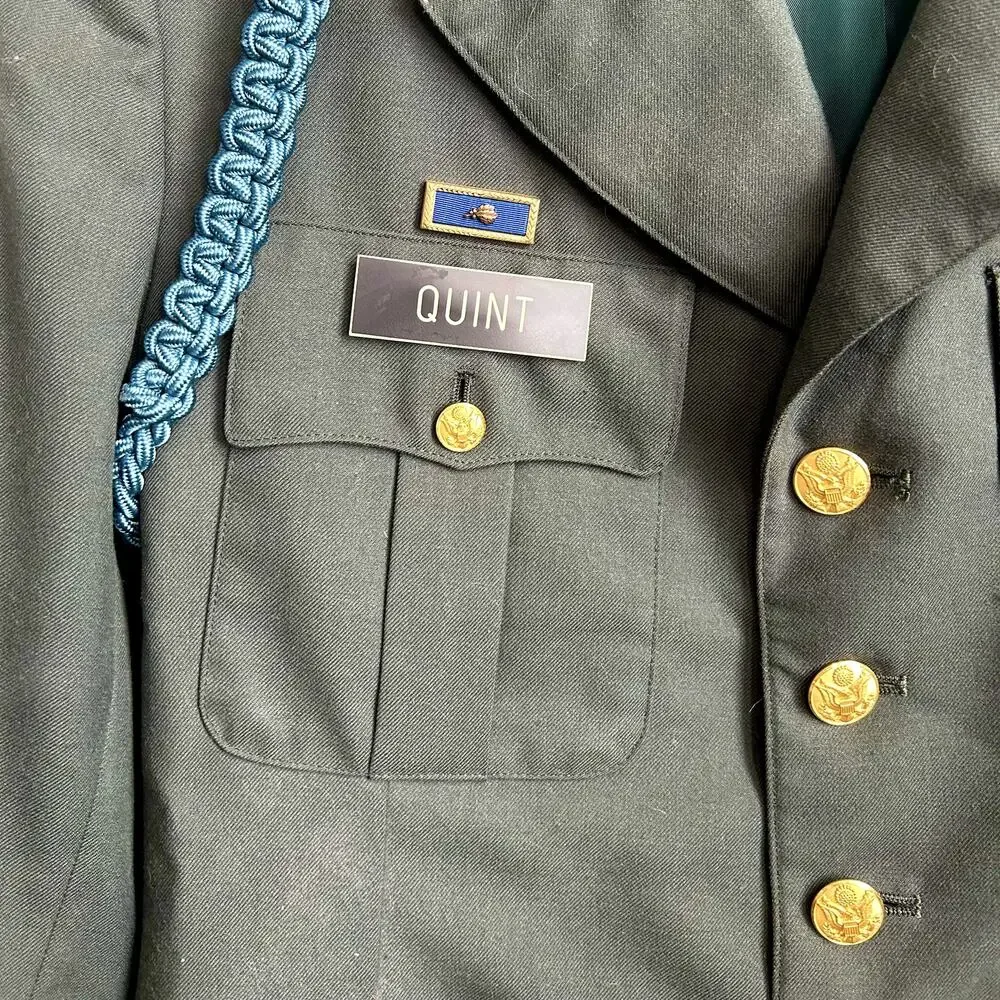 US Army Class A Green Dress Jacket 40R Specialist 7th Infantry Medals Pins Named
